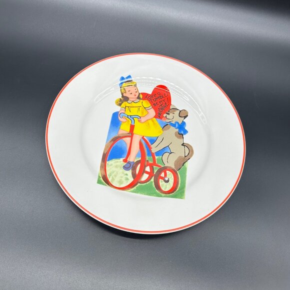 Rosanna Other - Kitschy Valentines Plate Rosanna Dessert Luncheon Little Girl Dog Be Mine